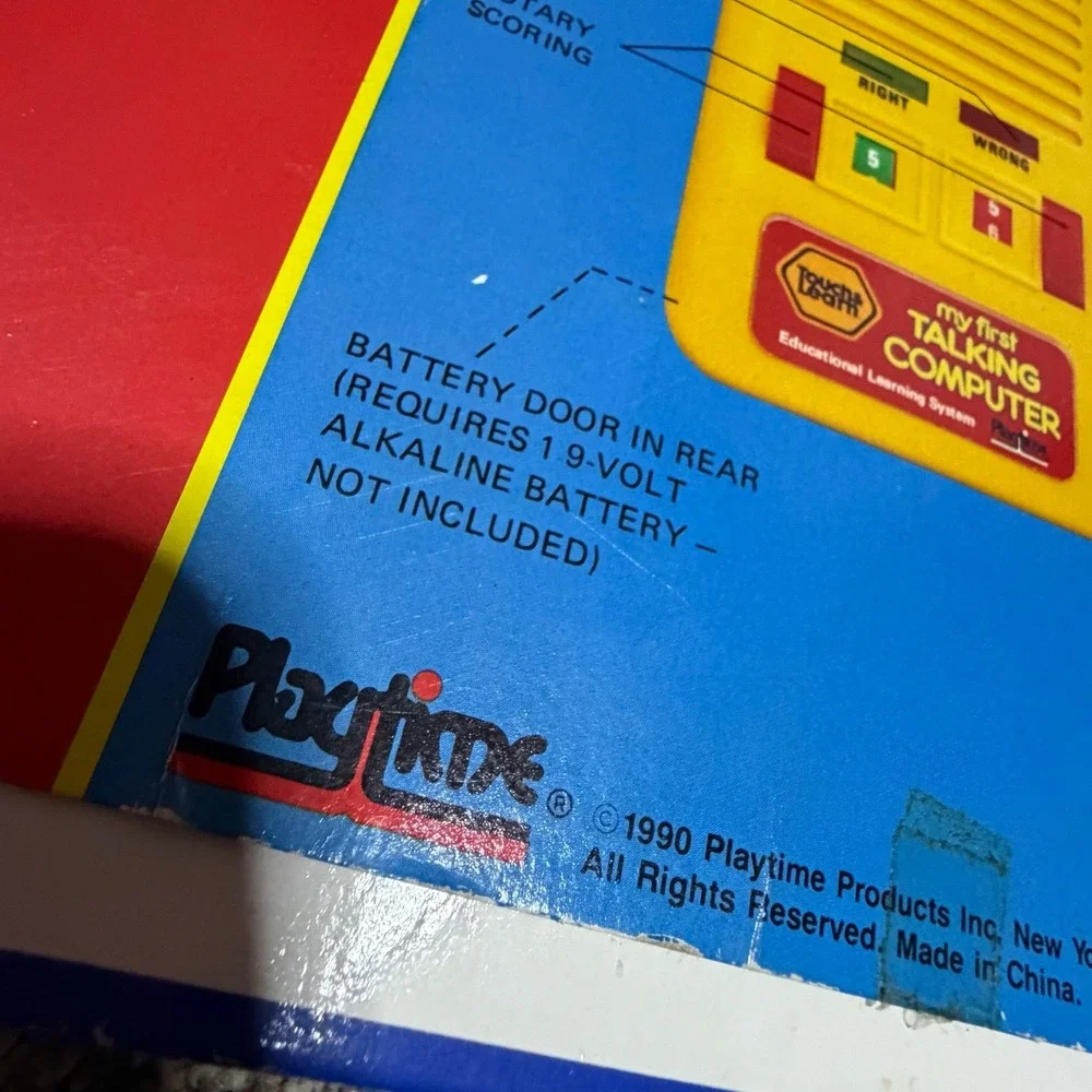 Vintage 1990 Playtime Touch & Learn My First Talking Computer Complete Box